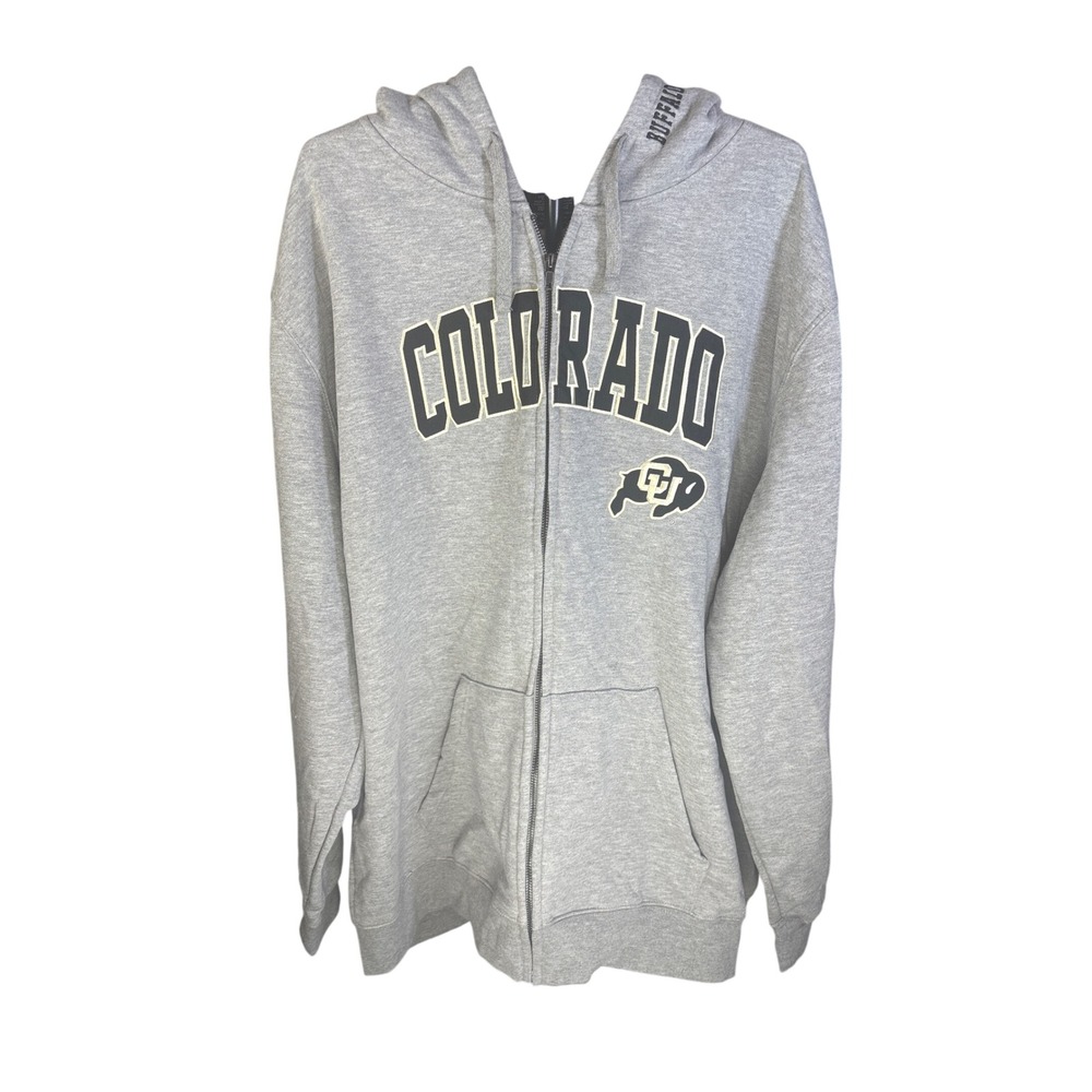 Colorado Buffaloes Full Zip Hoodie Mens Gray NCAA Sweatshirt CU Boulder 3XL